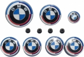 7pcs fit BMW Emblem,fit 82mm+74mm Hood and Trunk Emblem+fit 68mm Wheel Center Caps Center Wheel+Steering Wheel Emblem Decal 7pcs All tqw -1 