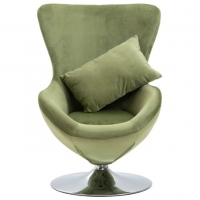 Swivel Egg Chair with Cushion Light Green Velvet