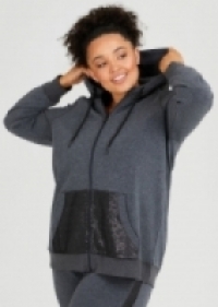 Sequin Zip Hoodie in Grey in sizes 12 to 24