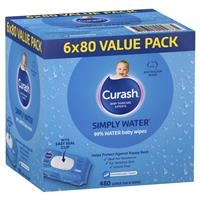 Curash Babycare Simply Water Wipes 6 x 80