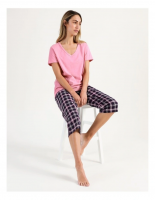 Soho Organic Cotton Knit V-Neck Pyjama Set Pink