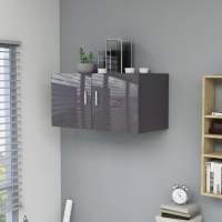 Wall Mounted Cabinet High Gloss Grey 80x39x40 Cm Chipboard