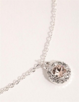 Silver Diamond Simulant Silk Halo Necklace