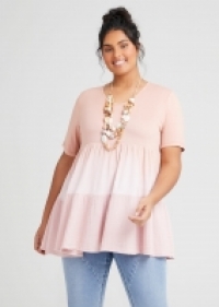 Bamboo Ombre Tiered Tunic in Pink in sizes 12 to 24