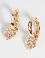 Gold Heart Huggie Hoop Earrings