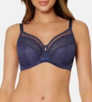 Sheer Wired Lace Bra, Full Coverage - Navy, 10DD - 18G, Triumph Lingerie