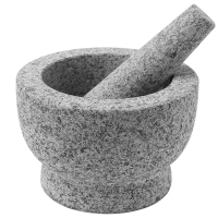 ChefSofi Mortar and Pestle Set - 6 Inch - 2 Cup Capacity - Unpolished Heavy Granite for Enhanced Performance and Organic
