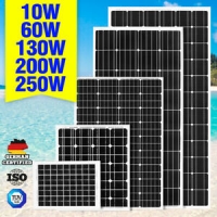 250W 200W 130W 60W 10W Solar Panel Kit Mono 12V Caravan Battery Home Charging