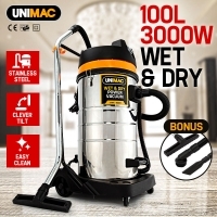 UNIMAC 100L Wet and Dry Vacuum Cleaner Bagless Commercial Grade Drywall Vac