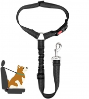 Dog Seatbelt, Car Seat Belt Headrest Restraint Adjustable Puppy Safety Seat Belt with Elastic Bungee and Reflective Stripe