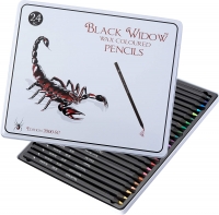 $27 - Black Widow Colored Pencils For Adults - 24 Coloring Pencils With Smooth Pigments - Best Color Pencil Set For Adult Coloring