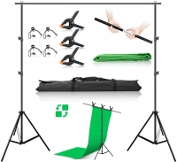 Zingbabu Photo Studio Backdrop Support System Kit Adjustable 2x3m Background Stand 2x2m T-Shape Backdrop Stand with Green