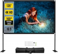 $211.83 - VEVOR Movie Screen with Stand 135inch Portable Projector Screen 16:9 4K HD Wide Angle Projector Screen with Stand Easy Assembly
