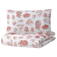 VITPYROLA Duvet cover and 2 pillowcases, white/pink, 200x200/50x80 cm