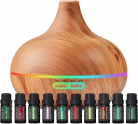 Ultimate Aromatherapy Diffuser & Essential Oil Set - Ultrasonic Diffuser & Top 10 Essential Oils - 400ml Diffuser with 4 Timer &