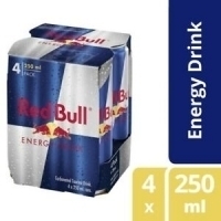 4-Multi Pack Red Bull Carbonated Taurine Functional Energy Drink Cans 250mL
