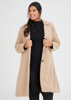 Teddy Boucle Coat In Brown In Sizes 12 To 24