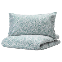 TRÄDKRASSULA Quilt cover and 2 pillowcases, white/blue, 200x200/50x80 cm