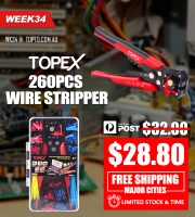 Offers not to be missed.TOPEX 260-Piece Wire Stripper Self-Adjustable Crimper Plier Set Terminals Tools $28.8(Was 32)