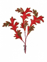 Red & Green Acanthus Look Decorative Christmas Floral Leaf Spray Pick - 20cm