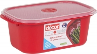 Decor Microsafe Decor Oblong Container with Rack, 1.6 Litre Capacity, Red (Model: 127900-006)