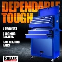 BULLET 8 Drawer Tool Box Cabinet Chest Storage Toolbox Garage Organiser Set - Blue