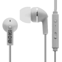 Moki Noise Isolation Earphones with Microphone Earbuds - White