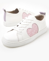 Heart Leather Sneaker - Pink Glitter