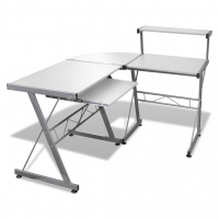 Computer Desk Workstation With Pull Out Keyboard Tray White