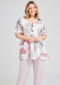 Misty Vibe Linen Pocket Tunic in Print in sizes 12 to 24