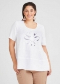 Linen Lacy Days Applique Top in White in sizes 12 to 24