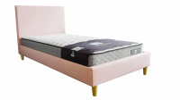 Rio Upholstered Kids Bed With Wooden Legs - Pink