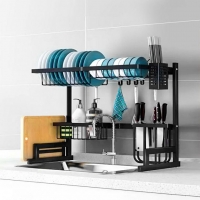 2-Tier 65cm Stainless Steel Kitchen Shelf Organizer Dish Drying Rack Over Sink
