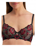 Temple Luxe Elodie Underwire Red Floral Balconette Bra