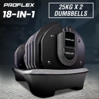 【EXTRA20%OFF】PROFLEX 2 x 25kg Adjustable Dumbbell Set Weights Dumbbells Home