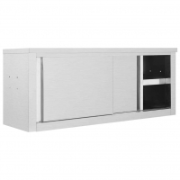 KITCHEN WALL CABINET WITH SLIDING DOORS 120X40X50 CM STAINLESS STEEL