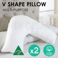 2x Aus Made Tri Boomerang V Shape Maternity Nursing Pregnancy Pillow Cotton