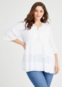 Natural Embellished Lace Top in White in sizes 12 to 24