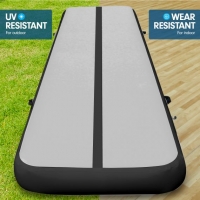 8m x 1m Air Track Inflatable Tumbling Mat Gymnastics – Grey Black