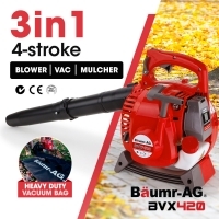 Baumr-AG Petrol Leaf Blower Vacuum 4 Stroke - Vac Garden Commercial Hand Outdoor