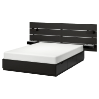 NORDLI Bed frame w storage and headboard, anthracite, 140x200 cm