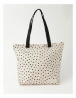Miss Shop Chicago Canvas Polka Dot Zip Top Tote Bag