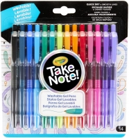 CRAYOLA 58-6414 Take Note! Washable Gel Pens, Quick Dry, 14 Pack, Smooth 0.7mm Medium Tip, 14 Fashion Bright Colours, Back to
