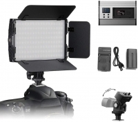 Video Fill Light, Tolifo DSLR Light PT-15B-II Kit Including Bi-Color Metal LED Light with Barn Doors, Hotshoe, 2200mAh