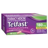 Telfast 180mg Tablets - Hayfever Allergy Relief - Non-Drowsy Antihistamine - 70 Pack
