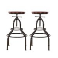 2x Bar Stools Stool Swivel Gas Lift Kitchen Wooden Dining Chair Chairs Barstools