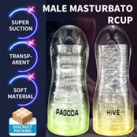 Masturbator Masturbation Cup Transparent Pocket Pussy Vacuum Vagina Male Sex Toy