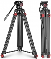 Neewer Professional Heavy Duty Video Tripod 77 inches Aluminum Alloy with 360 Degree Fluid Drag Head, Quick Shoe Plate/Bubble