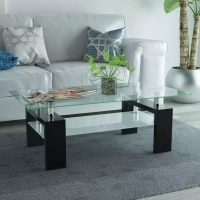 High-Gloss Coffee Table with Lower Shelf 110x60x40 cm Black