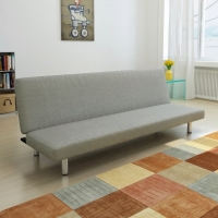 SOFA BED GREY POLYESTER